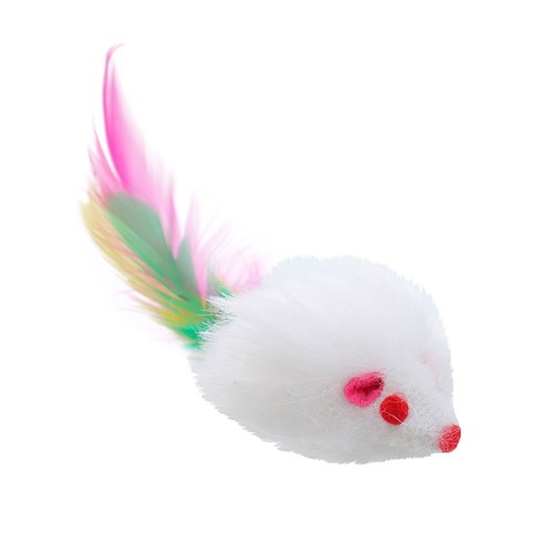 POUNCE PLUSH MICE W FEATHER