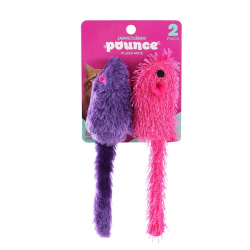 POUNCE PLUSH MICE 2PK 4 ASSTD