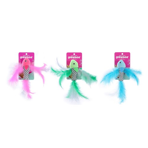 POUNCE FISH TOY WITH FEATHER