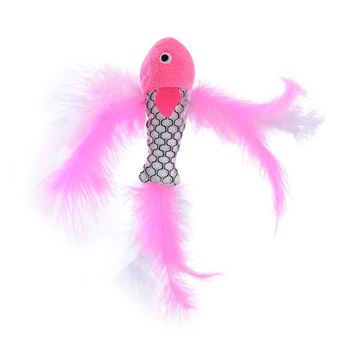 POUNCE FISH TOY WITH FEATHER