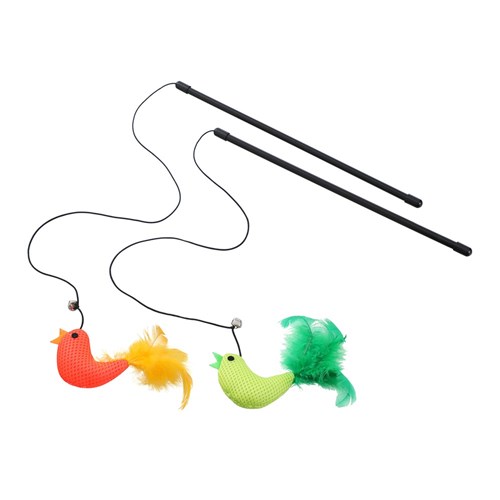 POUNCE PLUSH BIRD CAT DANGLER 2 ASSTD COLS 30CM cat toys