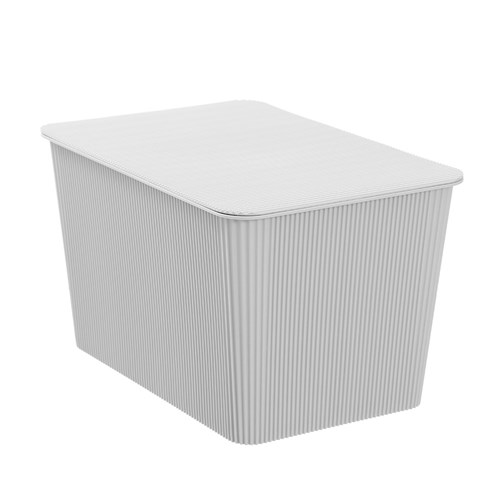 RIBBED STORAGE BASKET LIDDED
