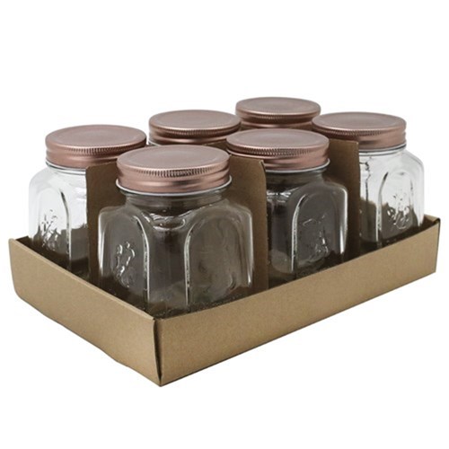MODENA GLASS JAR 6PK SQUARE