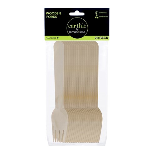 ECO WOODEN FORKS 15.5CM 20PK