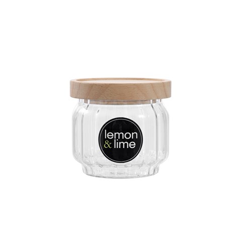 WOODEND RIBBED GLASS JAR 350ML
