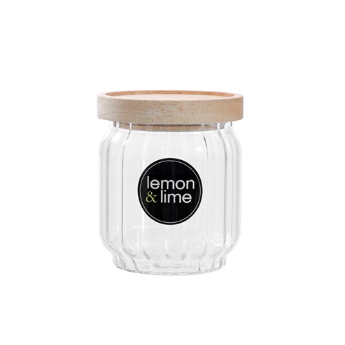 WOODEND RIBBED GLASS JAR 500ML