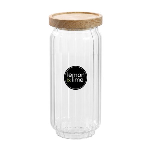 WOODEND RIBBED GLASS JAR 1L