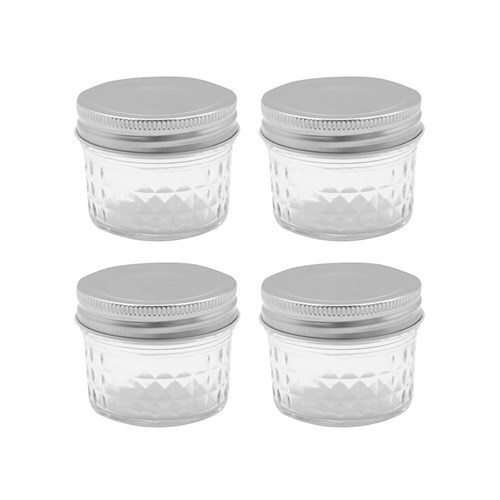 QUILTED GLASS CONSERVE JAR 4PK