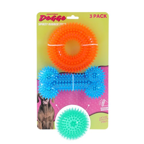 DOGGO SPIKEY TPR TOY 3PK