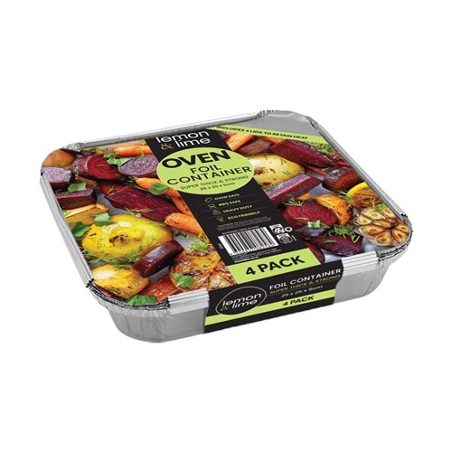 FOIL CONTAINER W/ LID 4PK