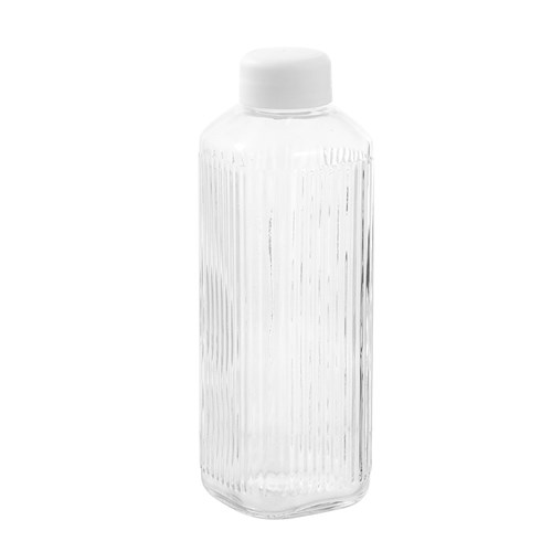 RIBBED GLASS WATER BOTTLE