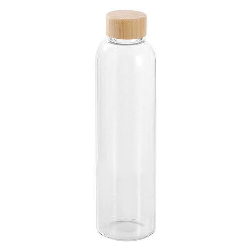 GLASS DRINK BOTTLE BAMBOO LID