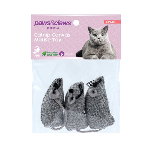 CANVAS MOUSE CAT TOY 3PK