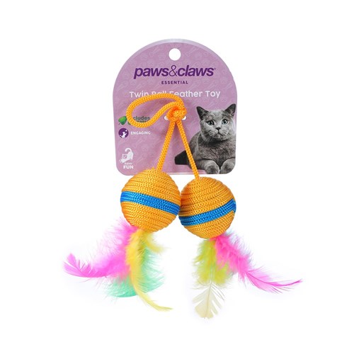 TWIN BALL & FEATHER CAT TOY